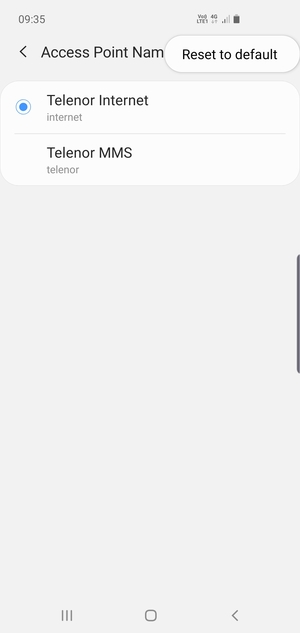 Select Reset to default
