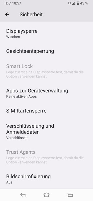 Scrollen Sie und wählen Sie SIM-Kartensperre