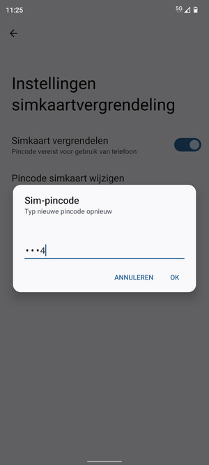 Bevestig uw nieuwe sim-pincode en selecteer OK