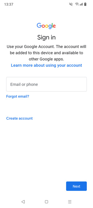 Enter your Gmail address and select Next