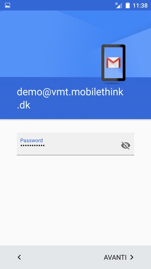 Inserisci la tua password e seleziona AVANTI