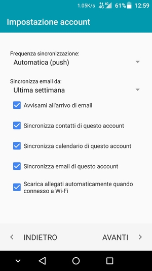 Seleziona AVANTI