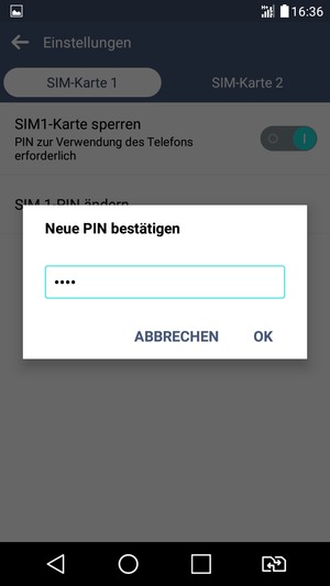 Bestätigen Sie Ihre neue PIN und wählen Sie OK