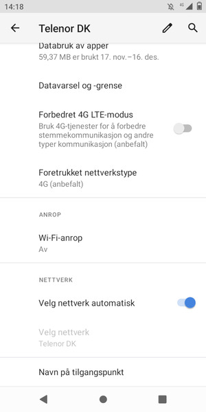 Slå av Velg nettverk automatisk