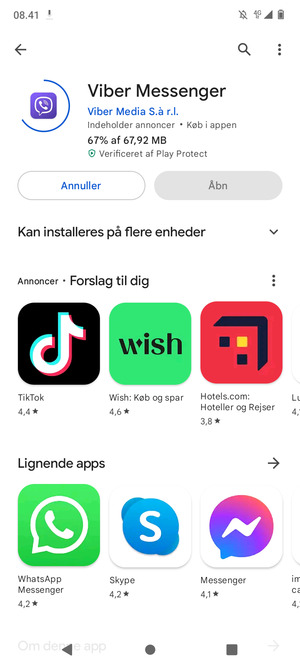 Afvent at installeringen er afsluttet