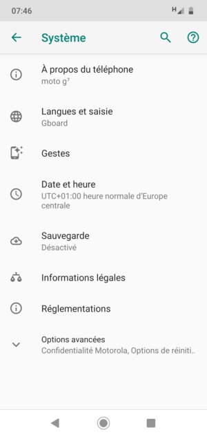Sélectionnez Sauvegarde