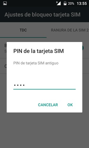 Introduzca su PIN de la tarjeta SIM antiguo y seleccione OK