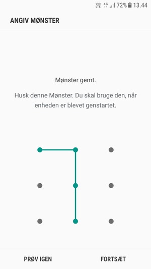 Tegn et oplåsningsmønster og vælg FORTSÆT