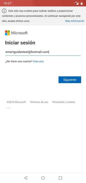 Introduzca su Dirección de correo electrónico y seleccione Siguiente