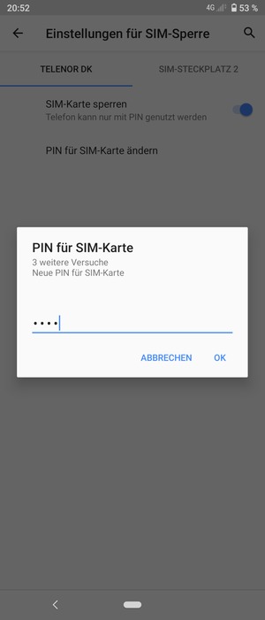 Geben Sie Ihre Neue PIN für SIM-Karte ein und wählen Sie OK