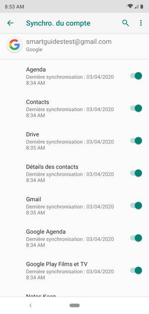 Assurez-vous que Contacts est sélectionné