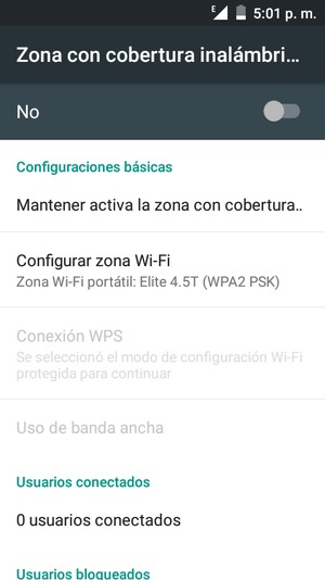 Seleccione Configurar zona Wi-Fi