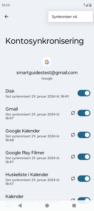 Velg Synkroniser nå
