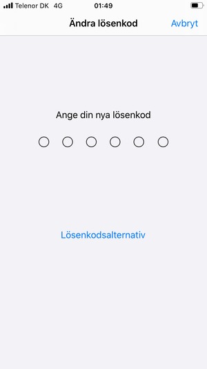 Ange din nya kod