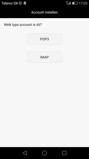 Selecteer POP3 of IMAP