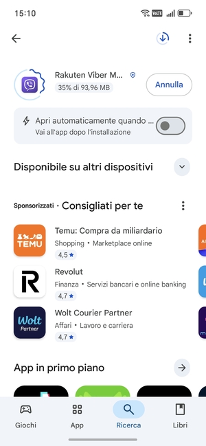 Attendi il completamento del processo di installazione