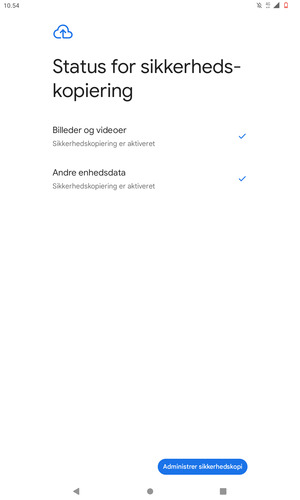 Vælg Administrer sikkerhedskopi