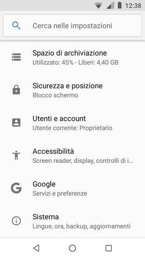 Scorri e seleziona Sicurezza e posizione