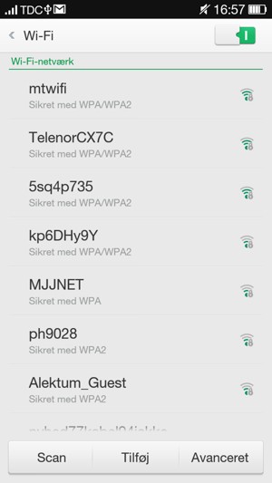 Vælg det trådløse netværk, du ønsker at oprette forbindelse til