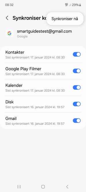 Velg Synkroniser nå