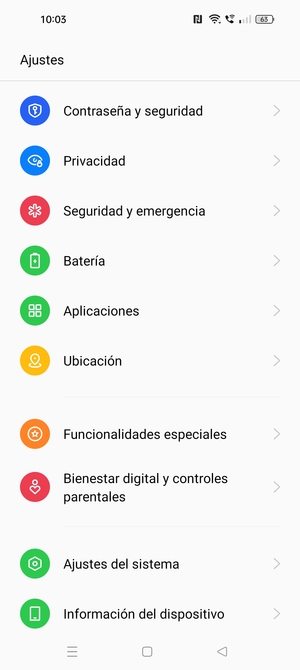 Desplácese y seleccione Contraseña y seguridad