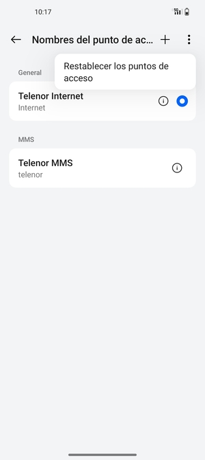 Seleccione Restablecer los puntos de acceso
