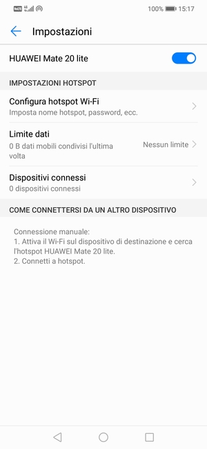 Il telefono è ora pronto per essere usato come modem
