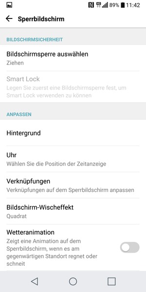 Wählen Sie Bildshirmsperre auswählen