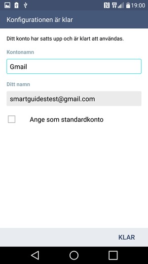 Ge ditt konto ett namn och ange ditt namn. Välj KLAR