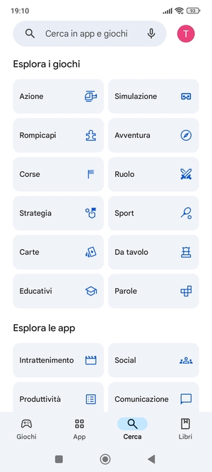 Seleziona la barra di ricerca