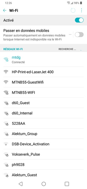 Vous êtes maintenant connecté au réseau Wi-Fi