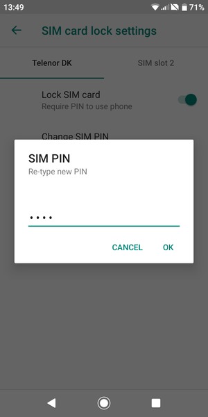 Confirm your new SIM PIN and select OK