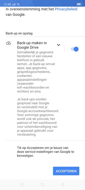 Selecteer ACCEPTEREN