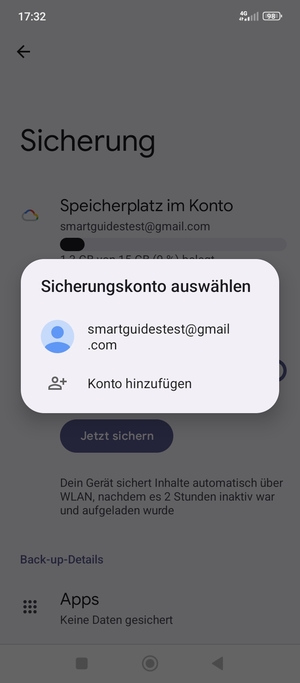 Wählen Sie Ihr Konto für Backup
