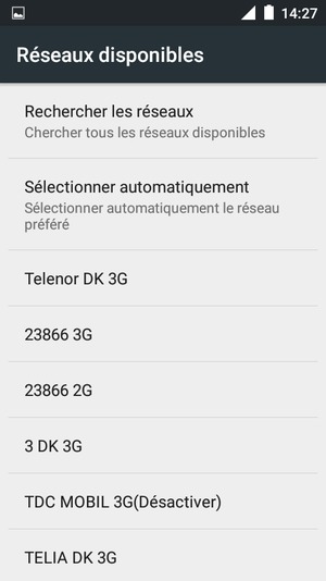 Sélectionnez un opérateur réseau dans la liste
