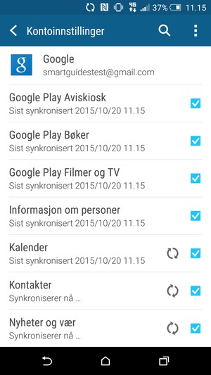 Din informasjon blir synkronisert