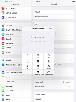 Enter your passcode for the iPad lock if this is already activated on your iPad