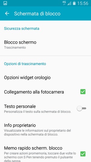 Seleziona Blocco schermo
