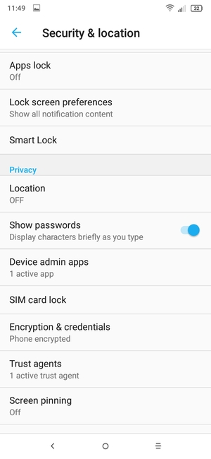 To change the PIN for the SIM card, scroll to and select SIM card lock