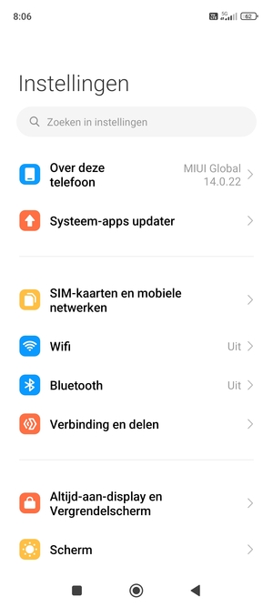 Selecteer Over deze telefoon
