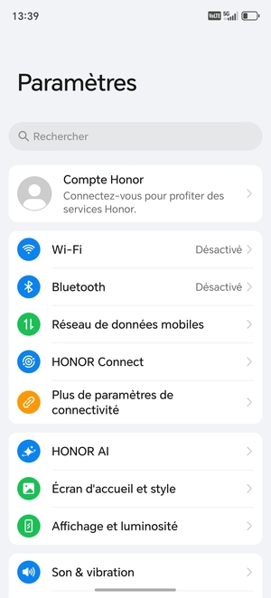 Sélectionnez Réseau de données mobiles