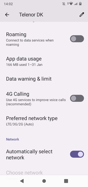To change network if network problems occur,  turn off Automatically select network