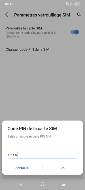 Saisissez votre Nouveau code PIN de la carte SIM et sélectionnez OK