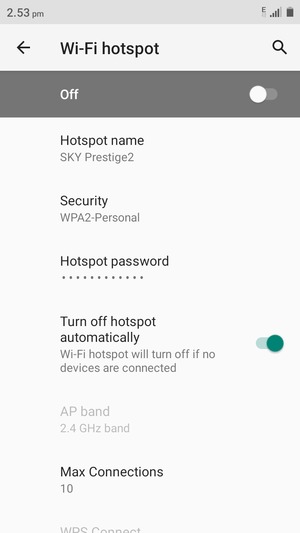 Turn on Wi-Fi hotspot