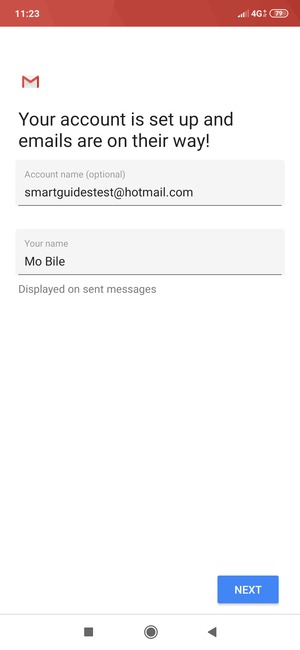 Give your account a name and enter your name. Select NEXT
