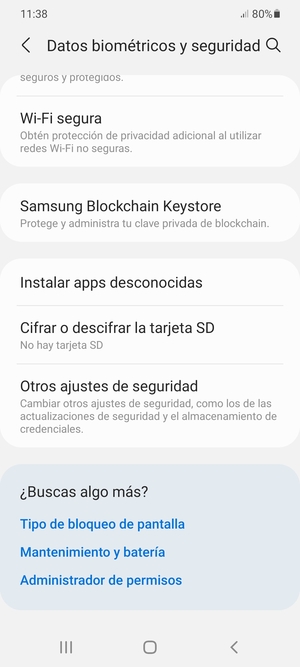 Desplácese y seleccione Otros ajustes de seguridad