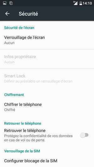Sélectionnez Verrouillage de l'écran