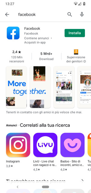 Seleziona l'applicazione