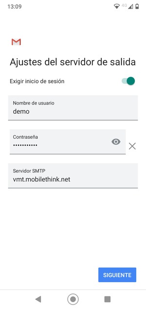 Introduzca la dirección de servidor saliente