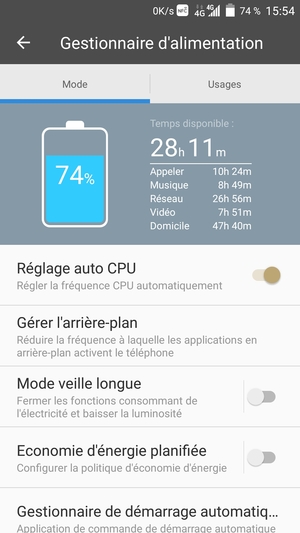 Activer le Mode veille longue